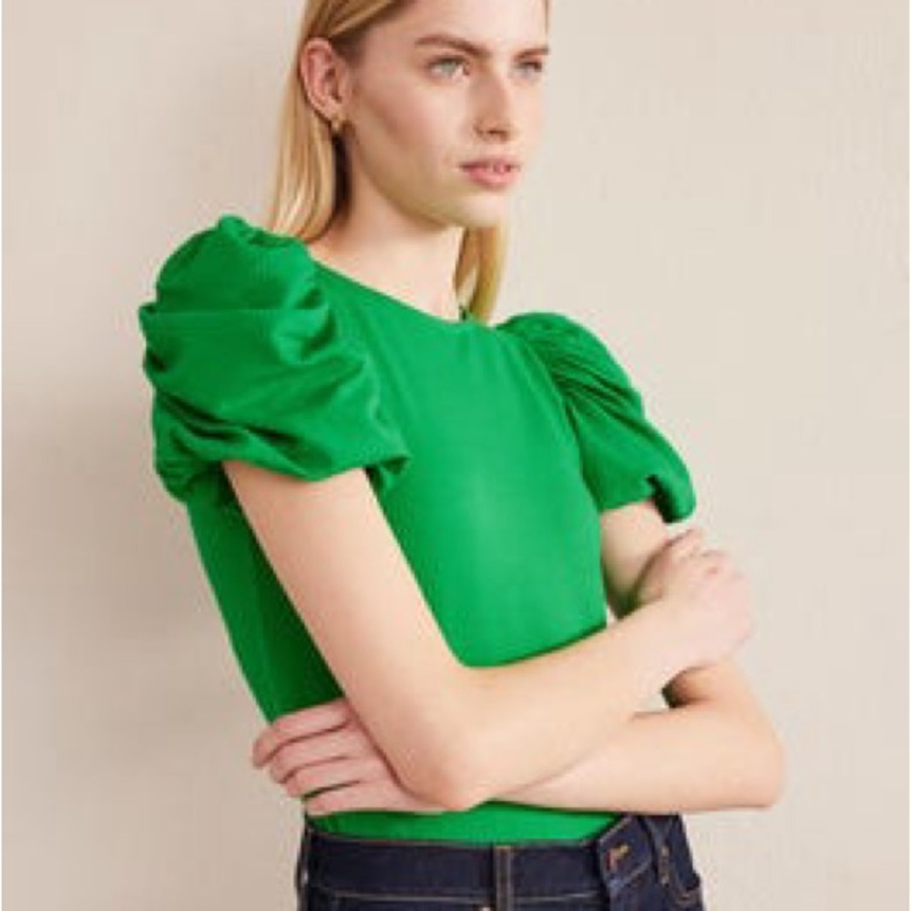Boden Bright Green Puff Sleeve Blouse